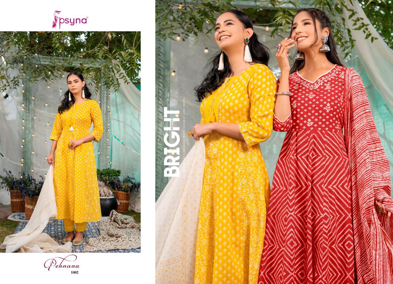 psyna Pehnava cotton cambric Beautiful look anarkali kurta bottom with Dupatta catalog