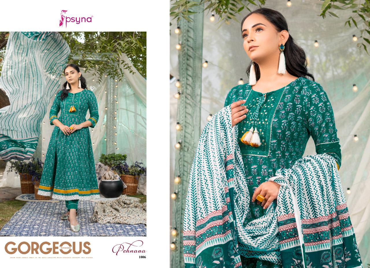 psyna Pehnava cotton cambric Beautiful look anarkali kurta bottom with Dupatta catalog