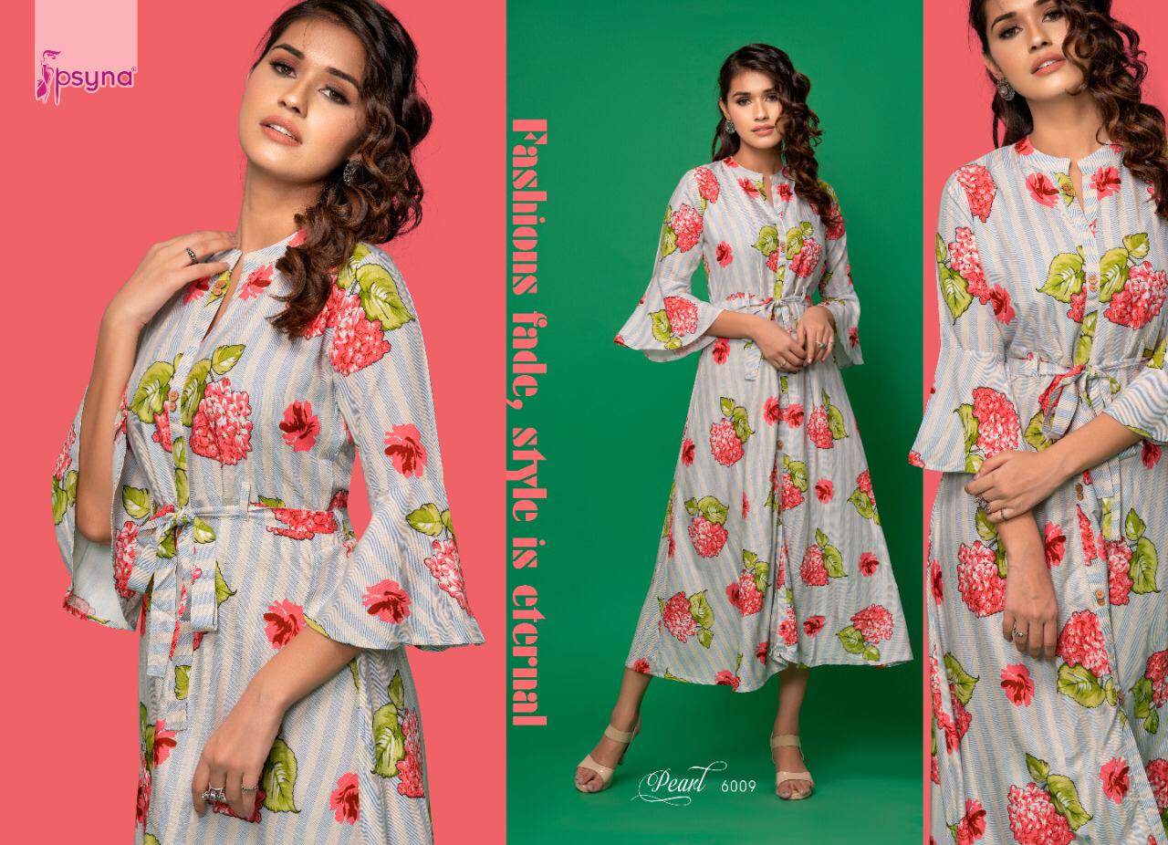 Psyna presents Pearl 6 rayon beautiful print Ankel Length Gowns catalog