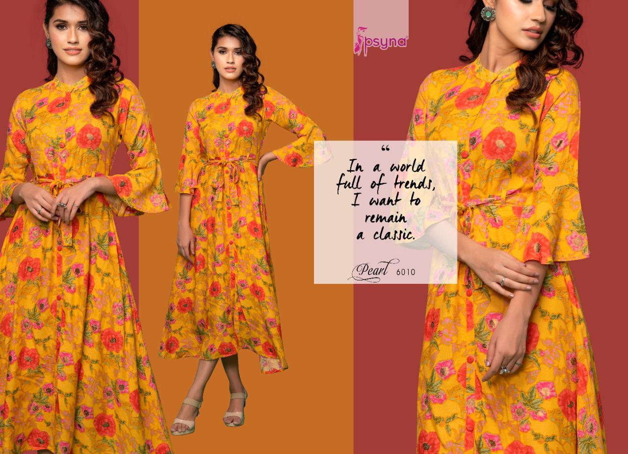 Psyna presents Pearl 6 rayon beautiful print Ankel Length Gowns catalog