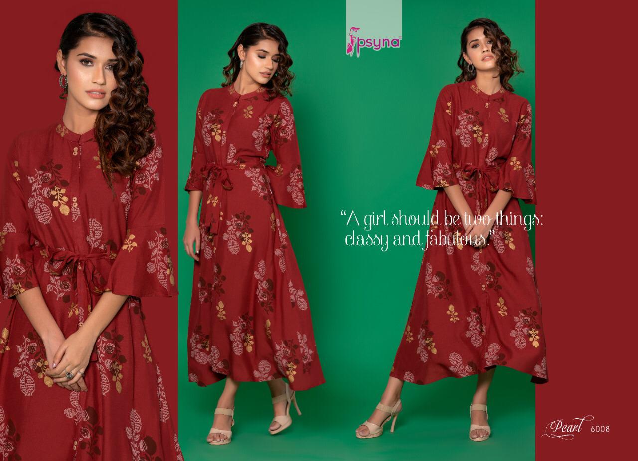 Psyna presents Pearl 6 rayon beautiful print Ankel Length Gowns catalog