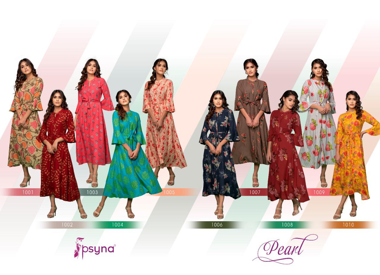 Psyna presents Pearl 6 rayon beautiful print Ankel Length Gowns catalog