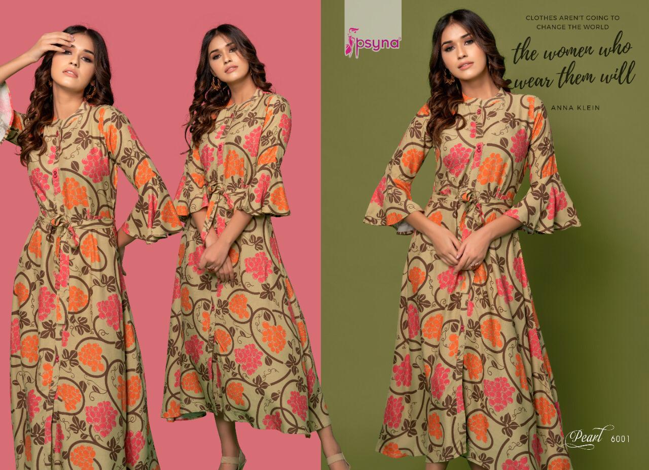 Psyna presents Pearl 6 rayon beautiful print Ankel Length Gowns catalog