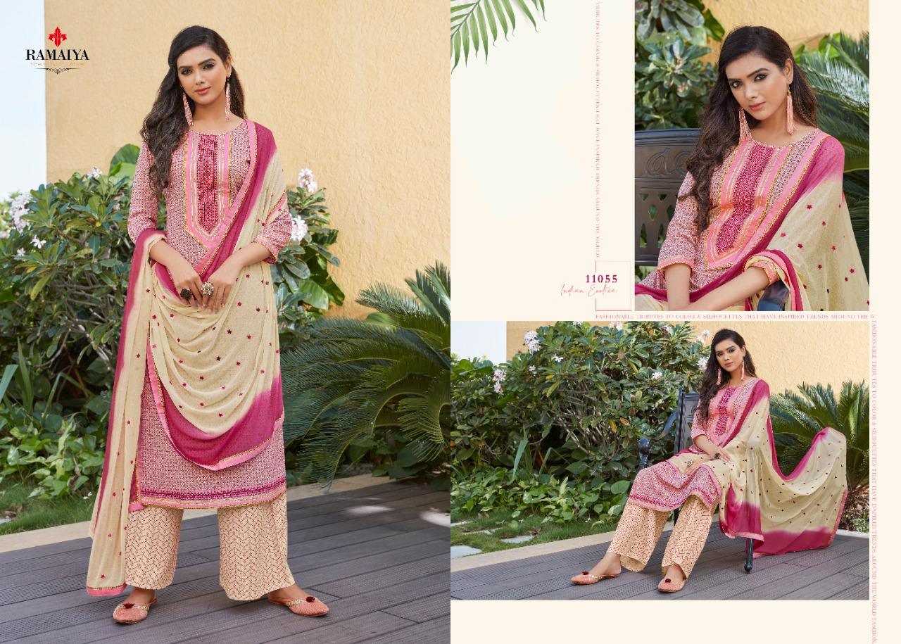 ramaiya rose gold cotton decent look salwar suit catalog