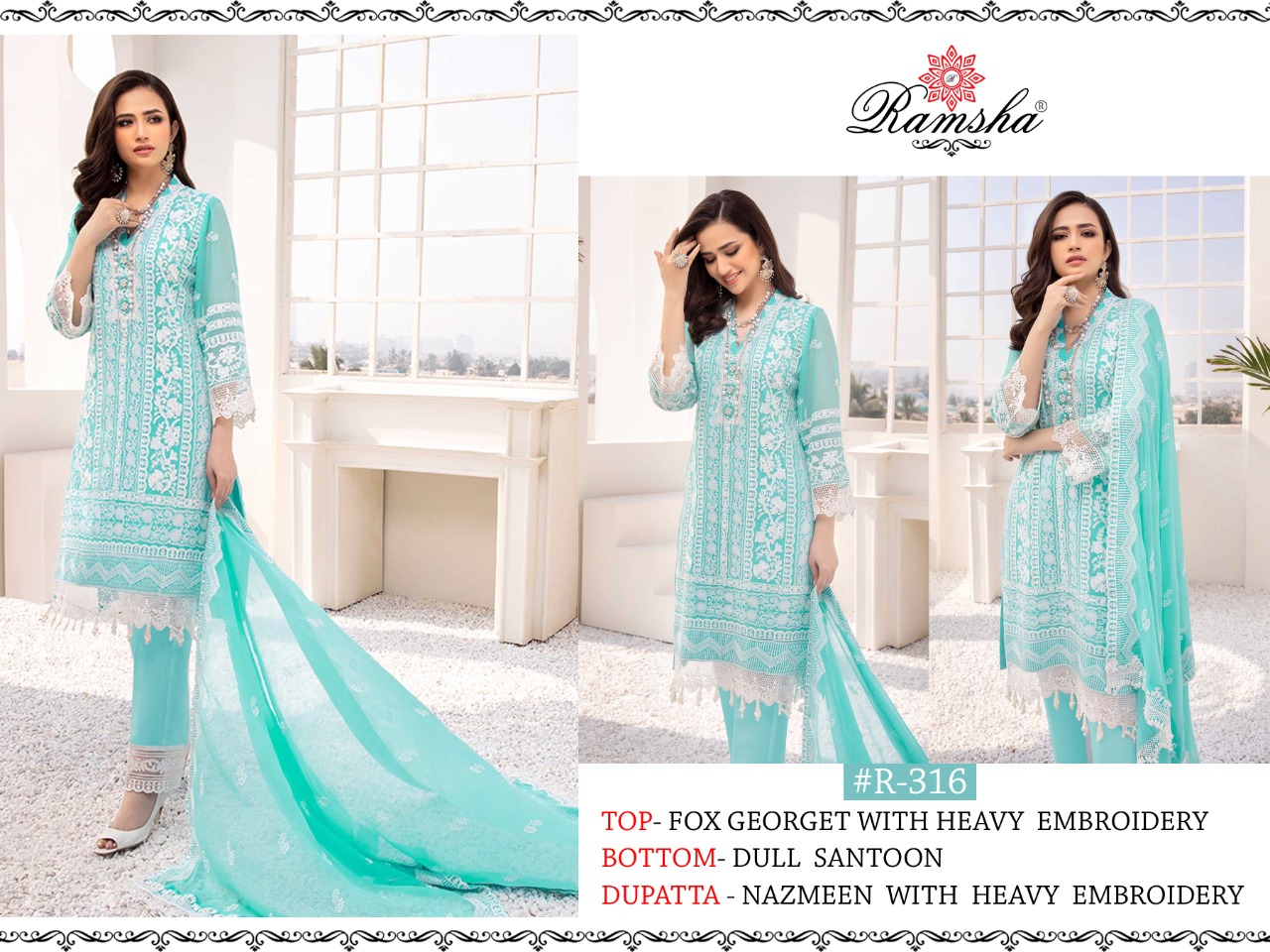 Ramsha ramsha vol 13 r 315 to r 318  Georgget gorgious look salwar suit catalog