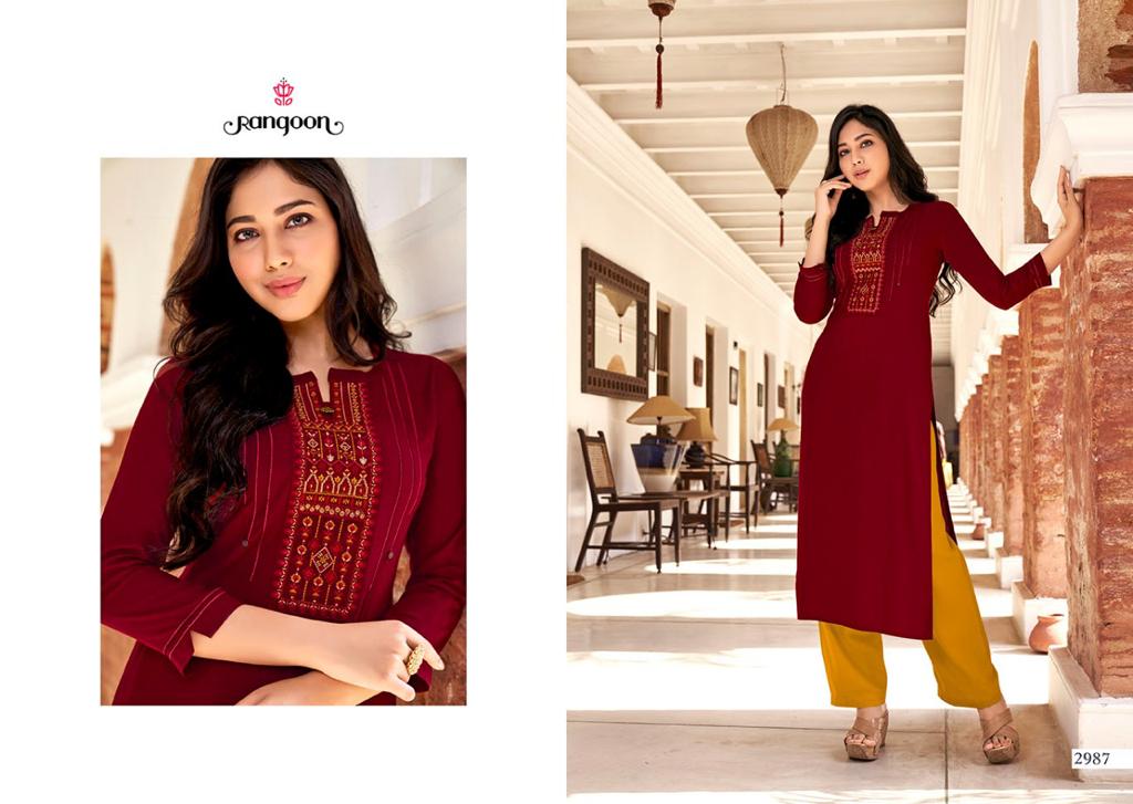 rangoon park vol 2 rayon classic trendy look kurti catalog