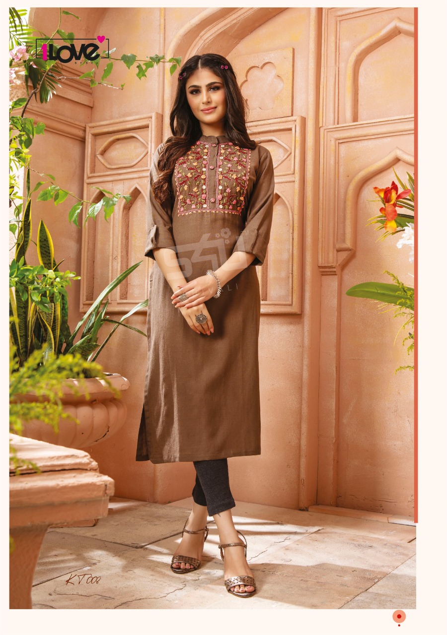 s4u knotty tales rayon stylish look  French knot work kurti catalog