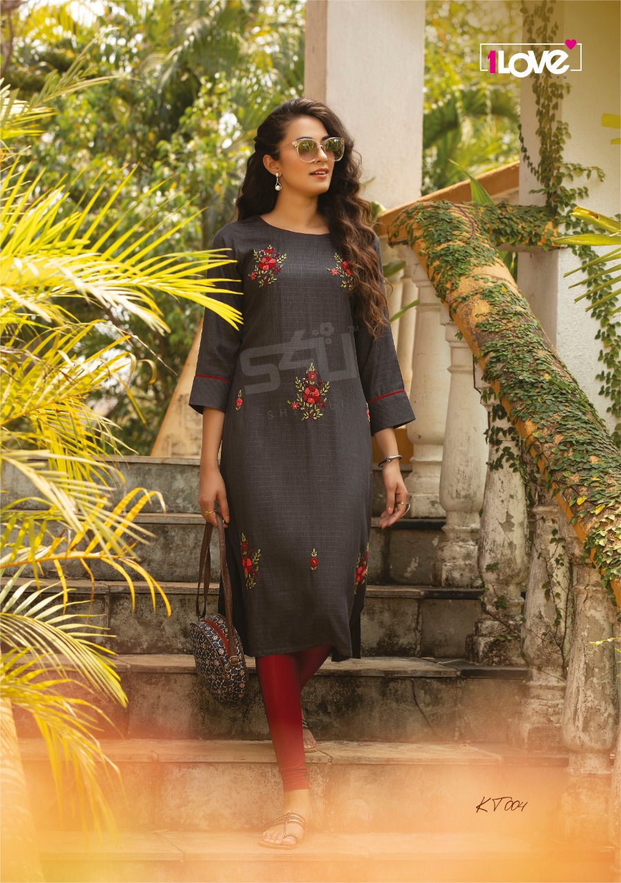 s4u knotty tales rayon stylish look  French knot work kurti catalog