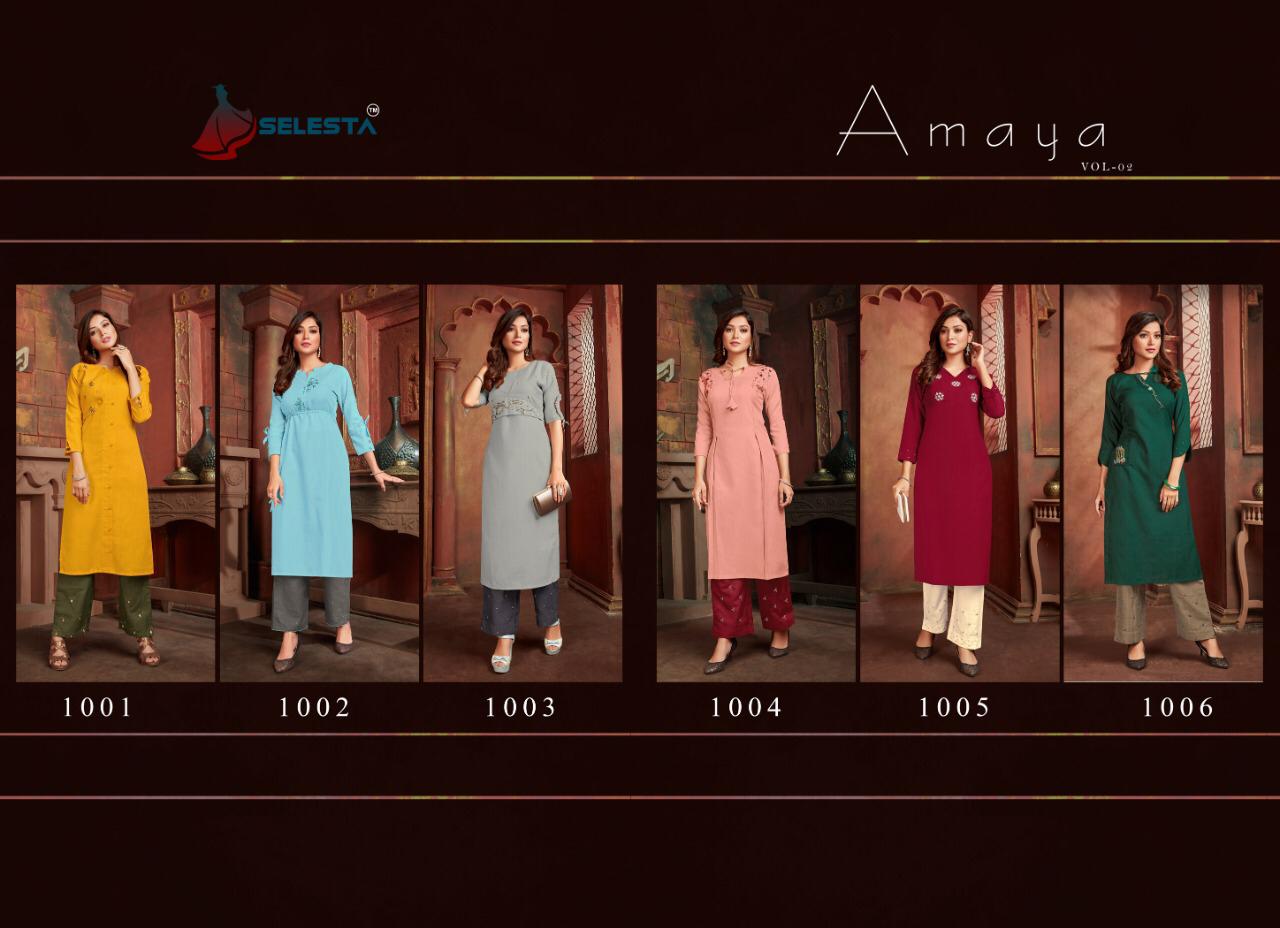 selesta amaya vol 2 om slub attrective look kurti with Bottom catalog