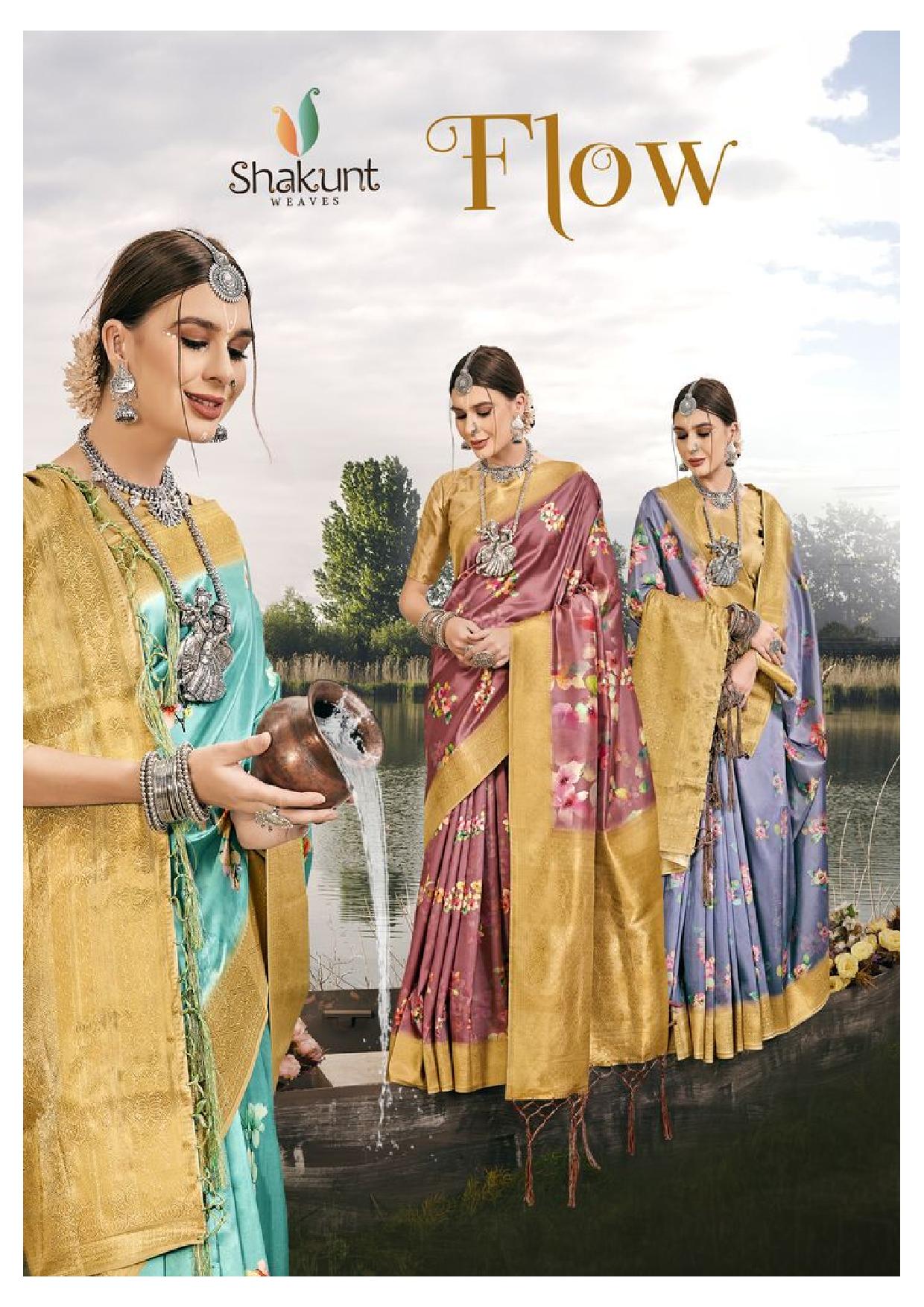 shakunt weaves flow silk decent look saree catalog