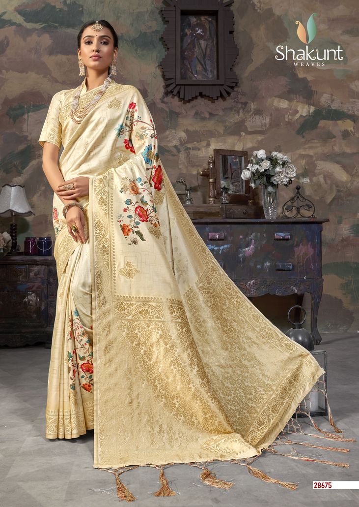 shakunt weaves smaran silk attrective digital print saree catalog