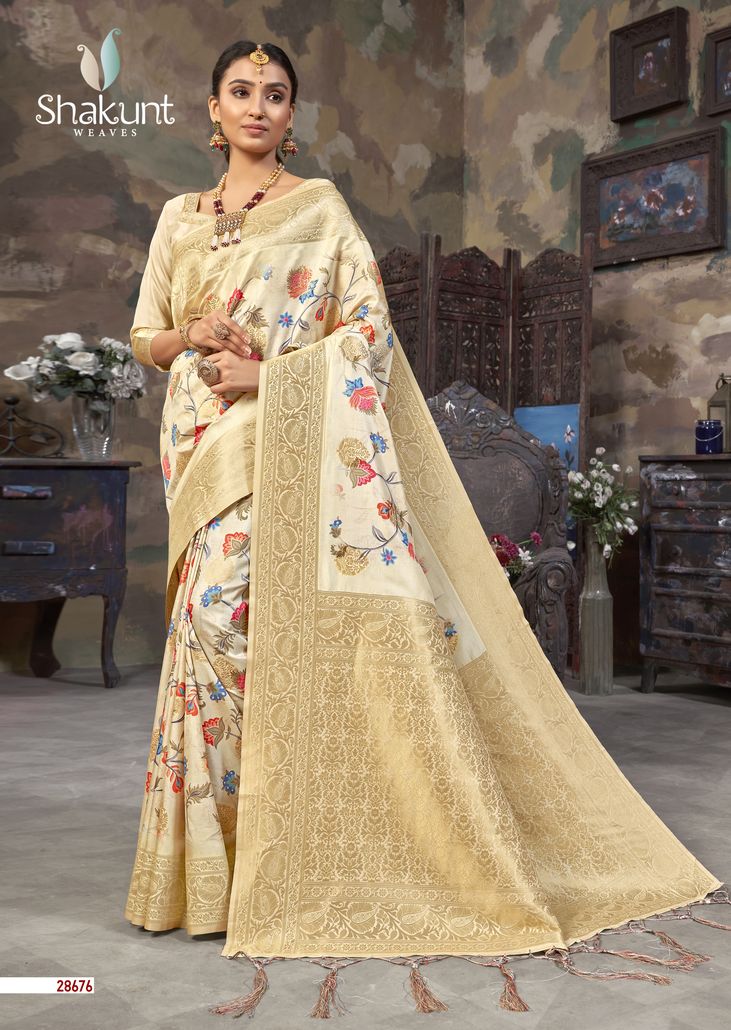 shakunt weaves smaran silk attrective digital print saree catalog