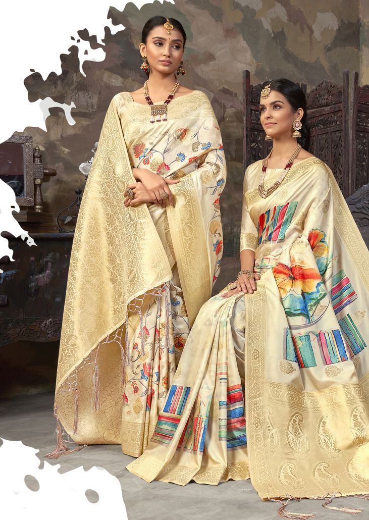 shakunt weaves smaran silk attrective digital print saree catalog