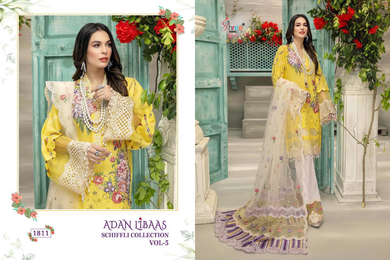 shree fab adan libaas schiffli collection vol 5 pure lawn cotton authentic fabrics salwar suit catalog