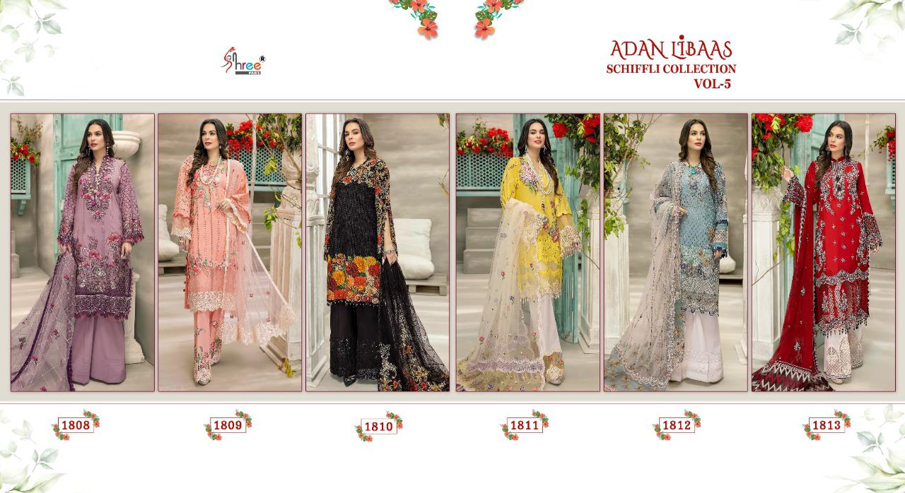 shree fab adan libaas schiffli collection vol 5 pure lawn cotton authentic fabrics salwar suit catalog