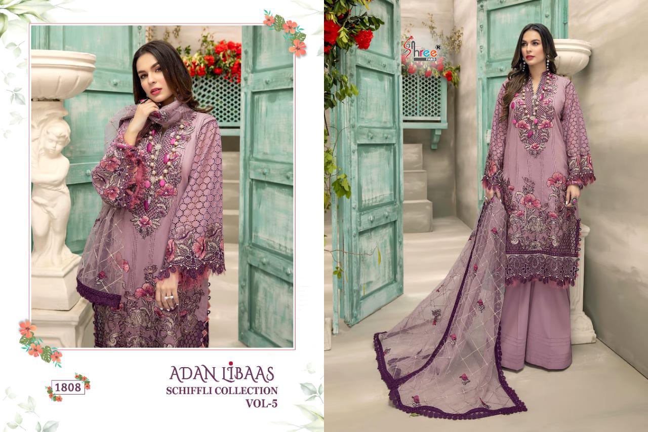 shree fab adan libaas schiffli collection vol 5 pure lawn cotton authentic fabrics salwar suit catalog