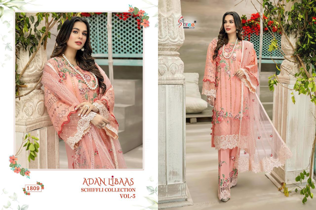 shree fab adan libaas schiffli collection vol 5 pure lawn cotton authentic fabrics salwar suit catalog