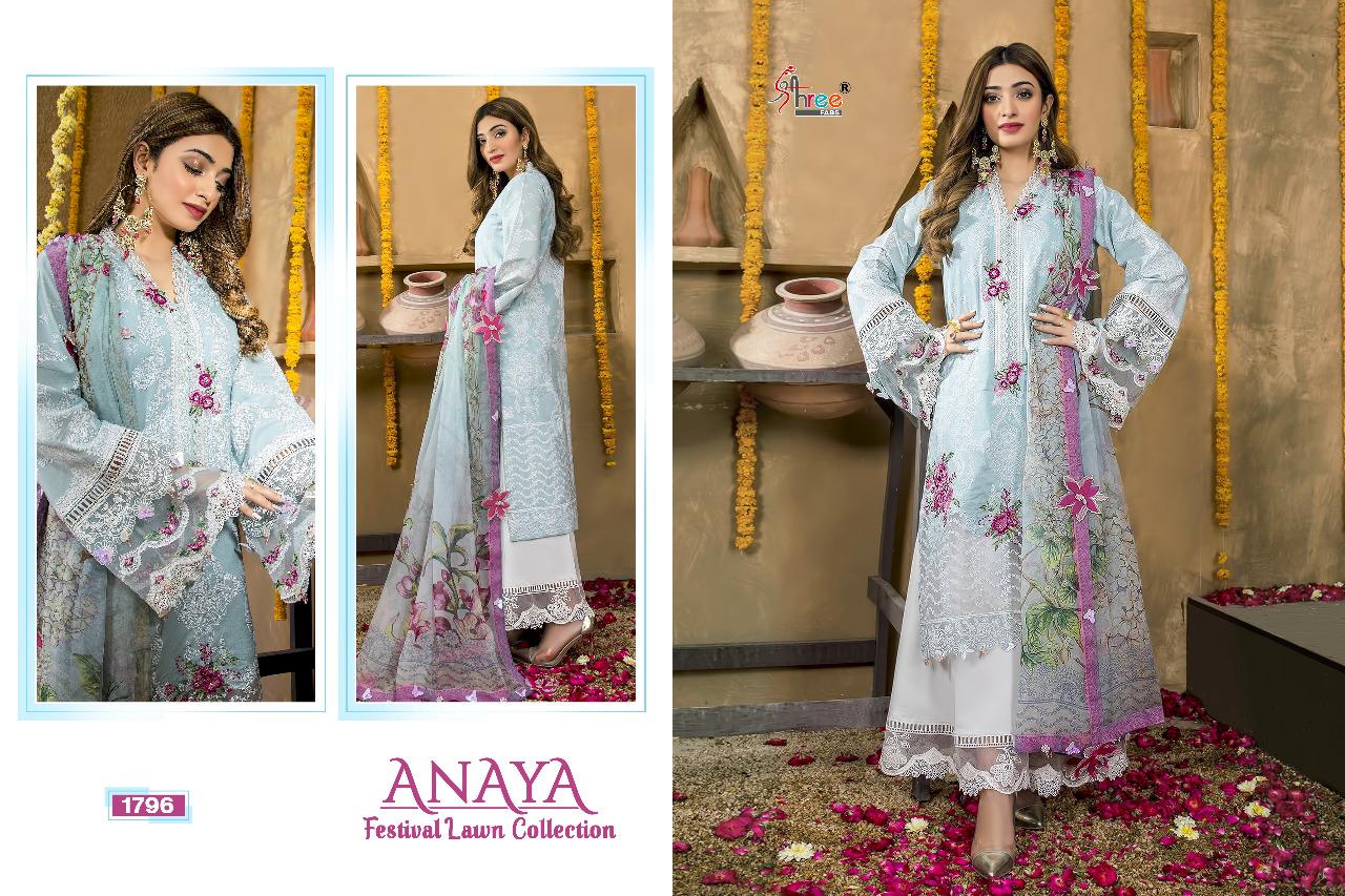 shree fab anaya festival lawn collection  pure lawn cotton gorgeous look shiffon dupatta salwar suit  catalog