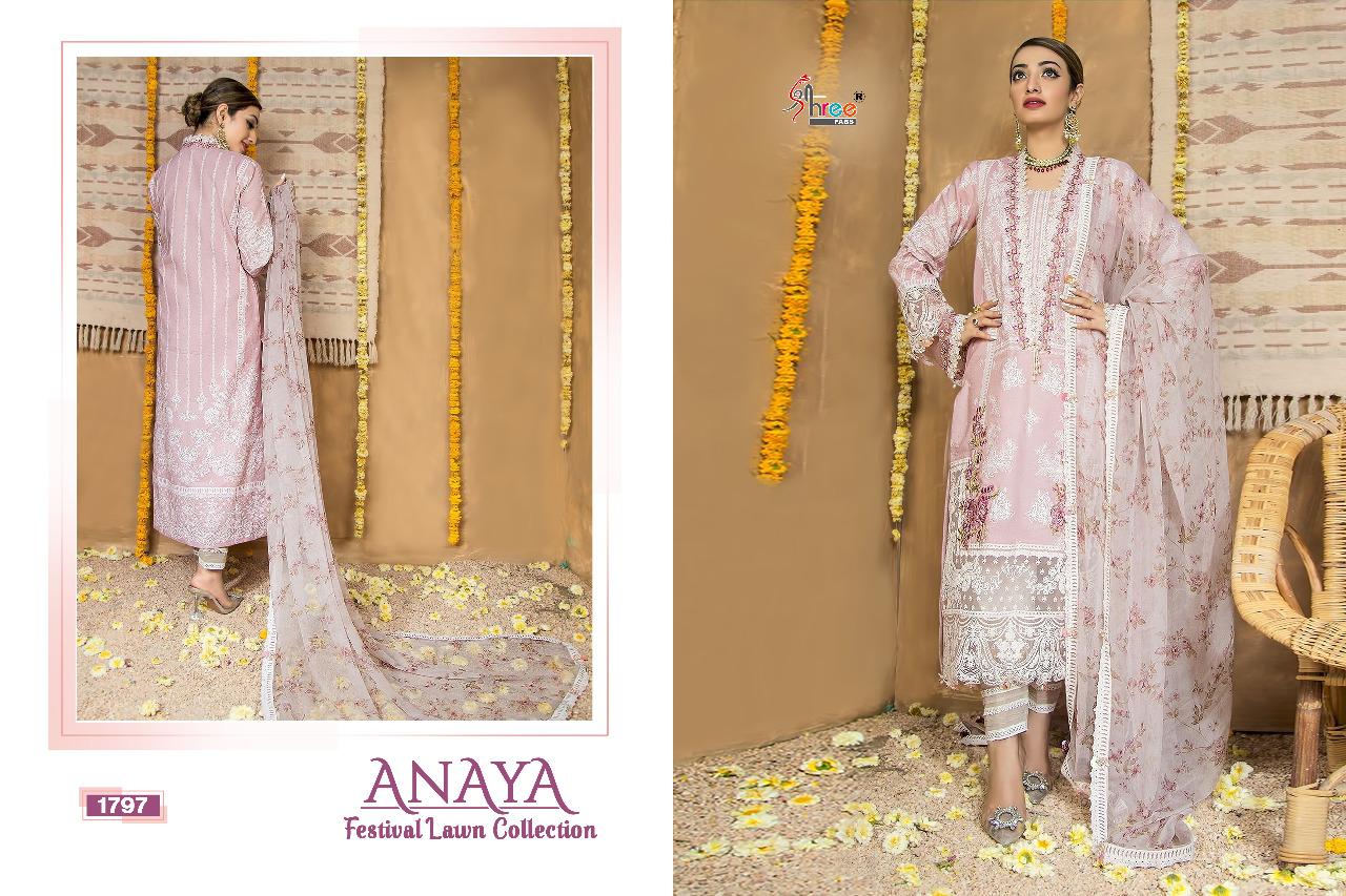 shree fab anaya festival lawn collection  pure lawn cotton gorgeous look shiffon dupatta salwar suit  catalog