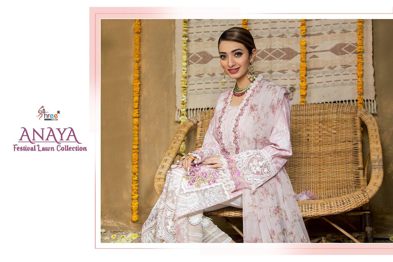 shree fab anaya festival lawn collection  pure lawn cotton gorgeous look shiffon dupatta salwar suit  catalog