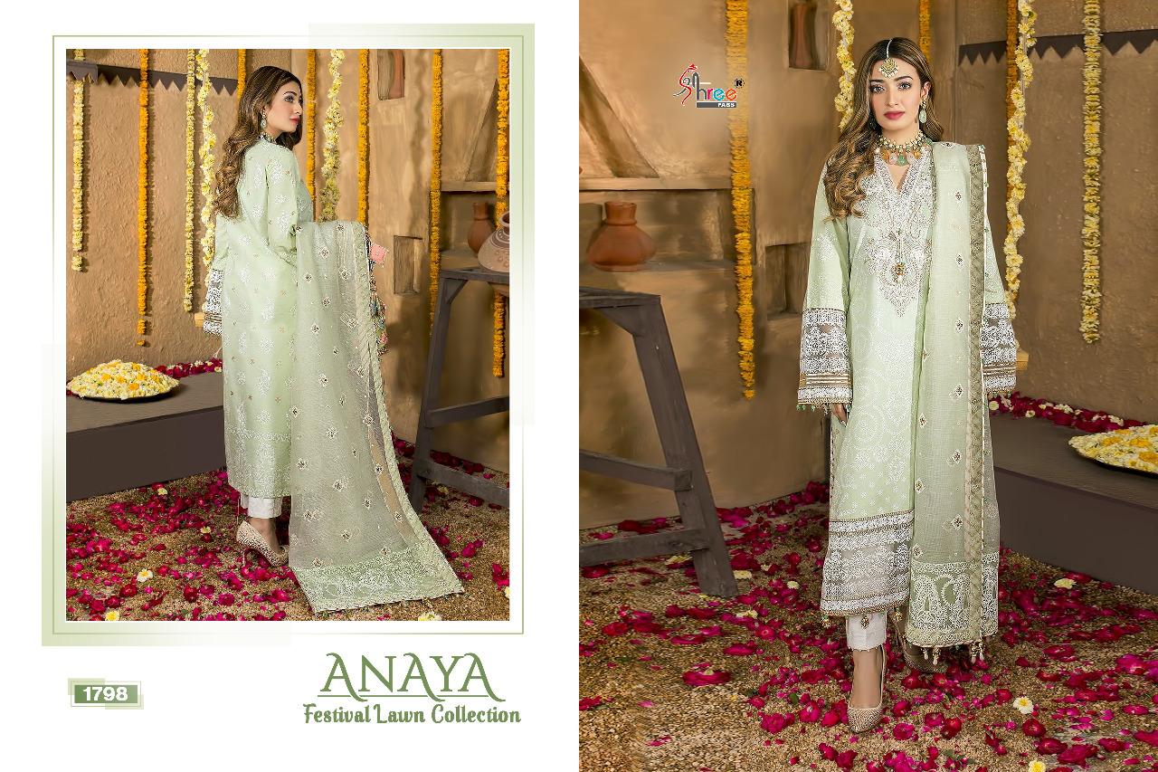 shree fab anaya festival lawn collection  pure lawn cotton gorgeous look shiffon dupatta salwar suit  catalog