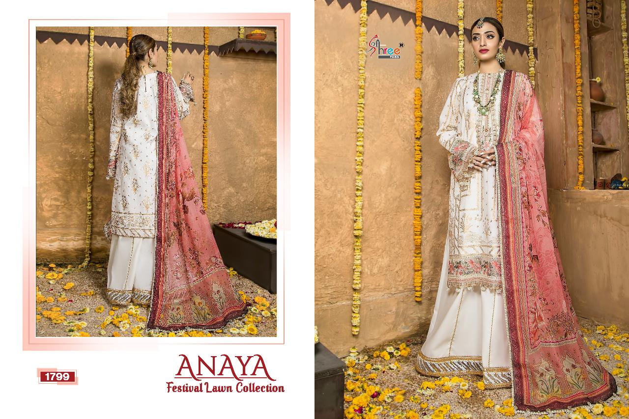 shree fab anaya festival lawn collection  pure lawn cotton gorgeous look shiffon dupatta salwar suit  catalog