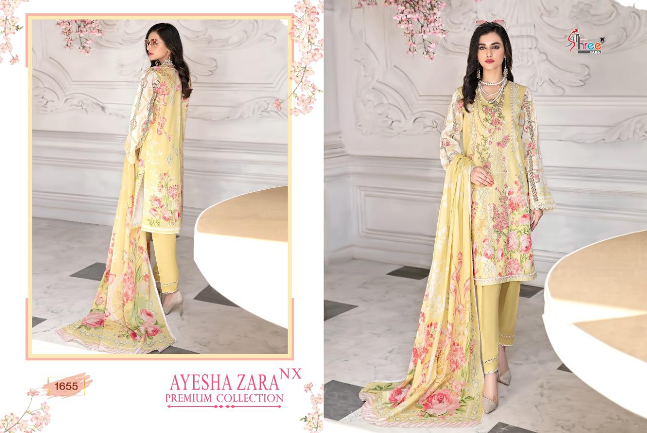 shree fab ayesha zara premium collection cotton catchy look salwar suit with cotton malmal dupatta catalog