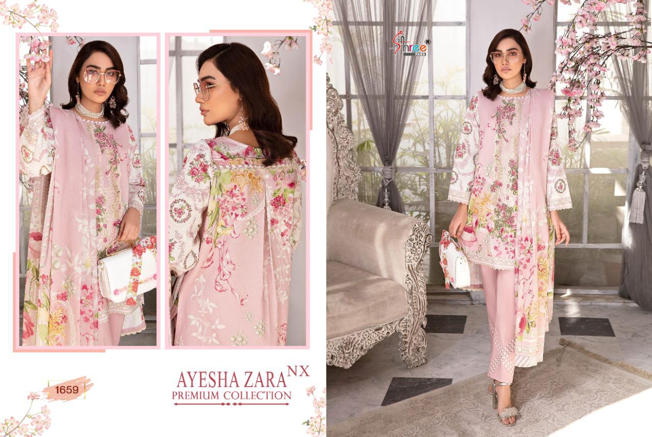 shree fab ayesha zara premium collection cotton catchy look salwar suit with cotton malmal dupatta catalog