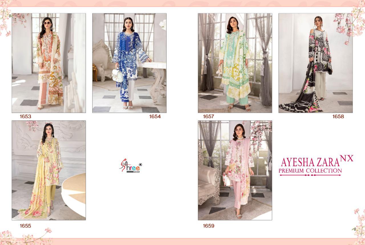 shree fab ayesha zara premium collection cotton catchy look salwar suit with cotton malmal dupatta catalog