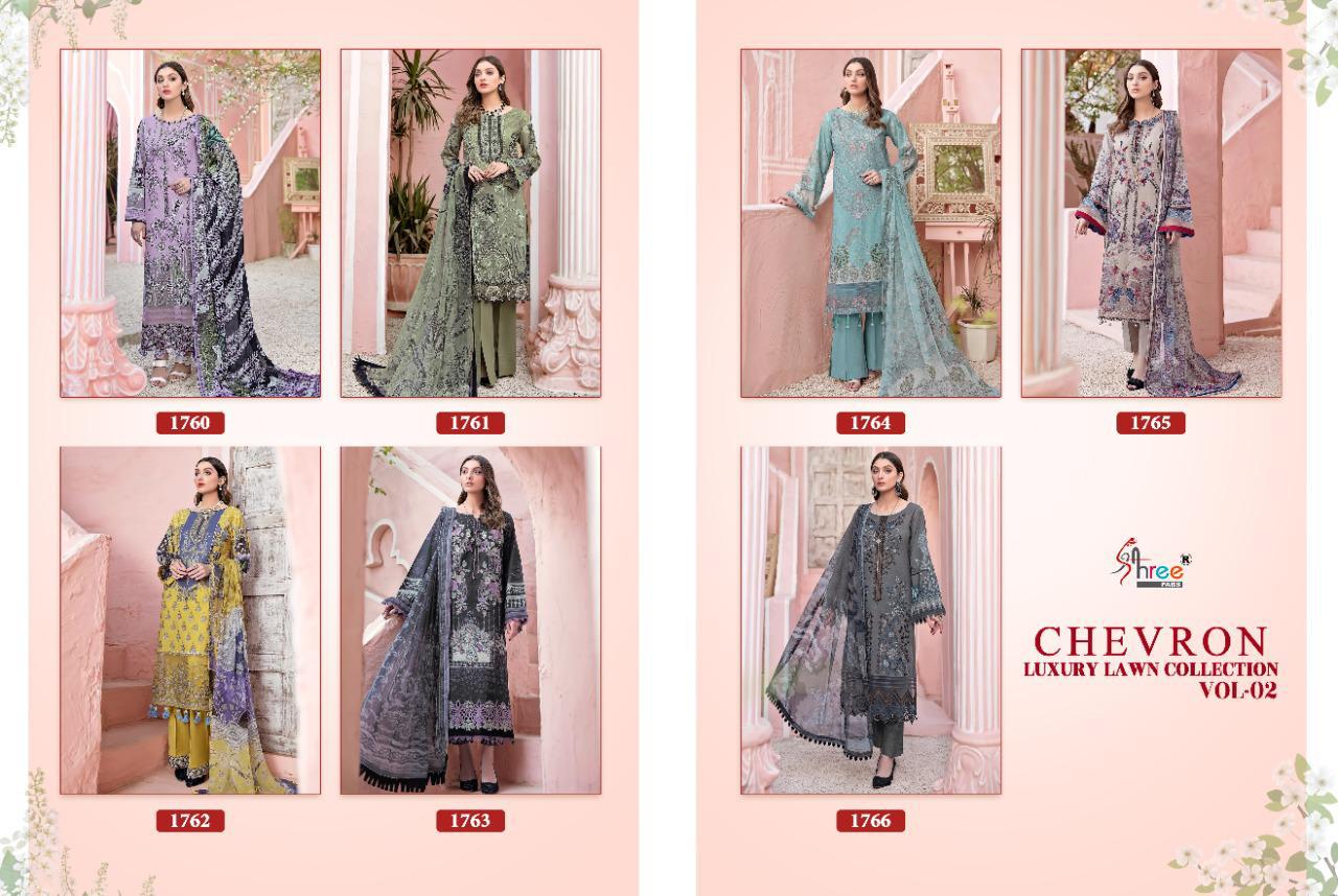 shree fab chevron luxury lawn collection vol 02 innovative look salwar suit with cotton  dupatta catalog