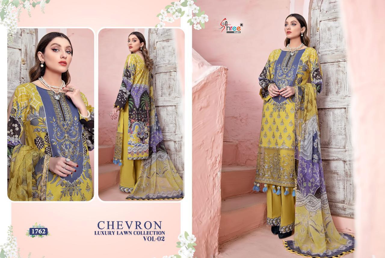 shree fab chevron luxury lawn collection vol 02 innovative look salwar suit with cotton  dupatta catalog