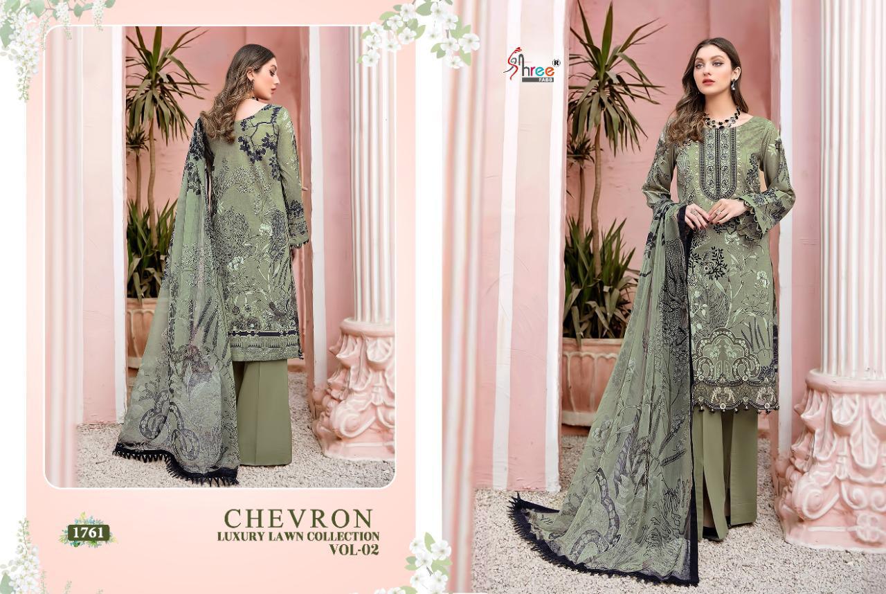 shree fab chevron luxury lawn collection vol 02 innovative look salwar suit with cotton  dupatta catalog