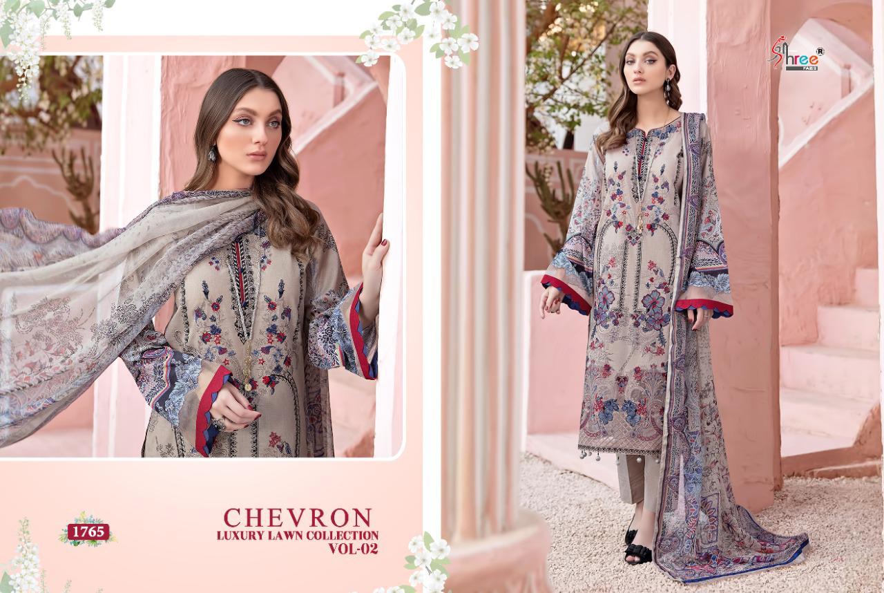 shree fab chevron luxury lawn collection vol 02 innovative look salwar suit with cotton  dupatta catalog