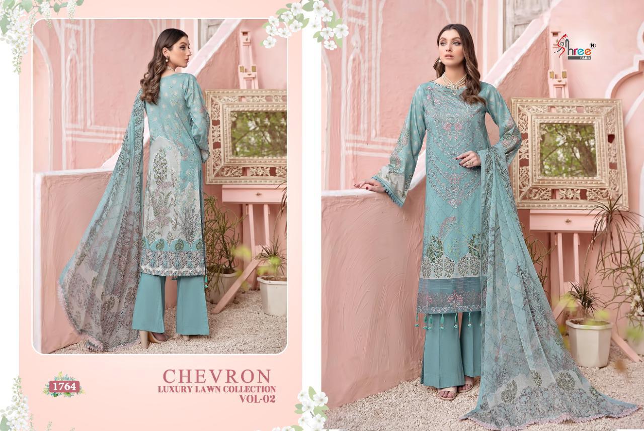 shree fab chevron luxury lawn collection vol 02 innovative look salwar suit with cotton  dupatta catalog