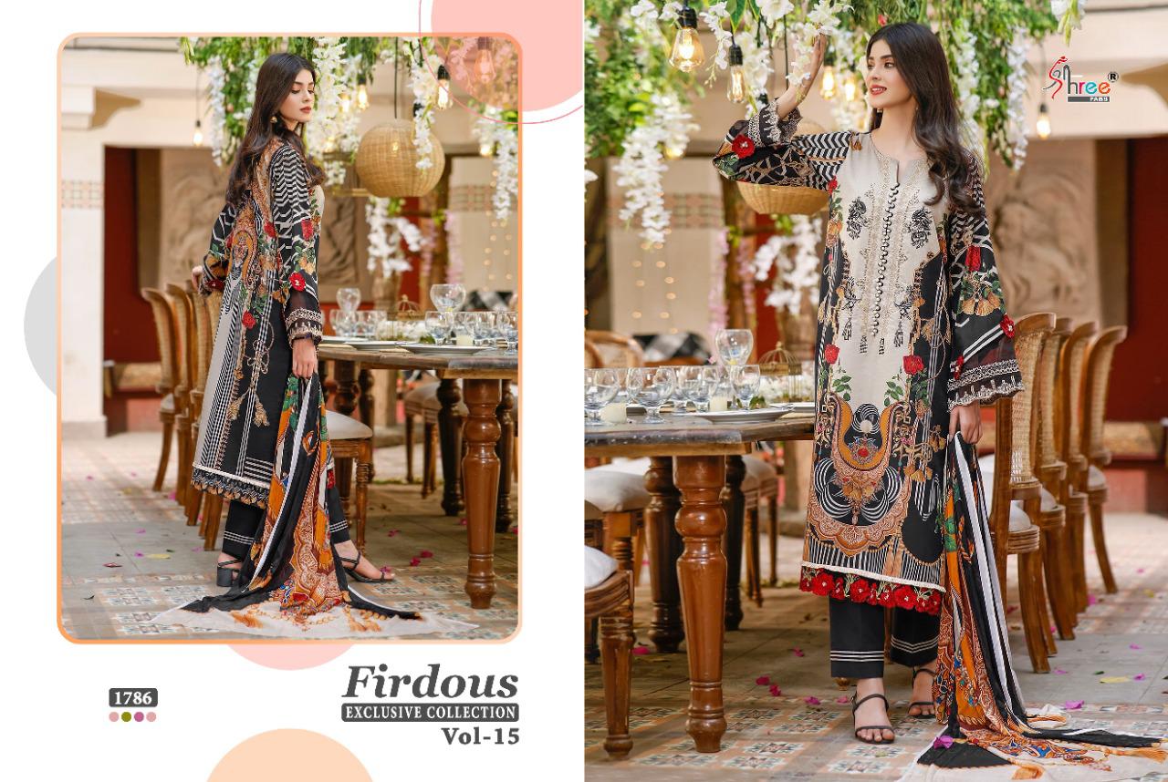 shree fab firdous exclusive collection vol 15 pure lawn exclusive look dupatta cotton malmal salwar suit catalog