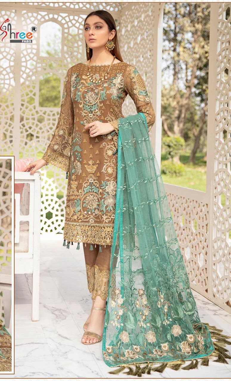 shree fab s 293 fox georgette catchy look salwar suit singale