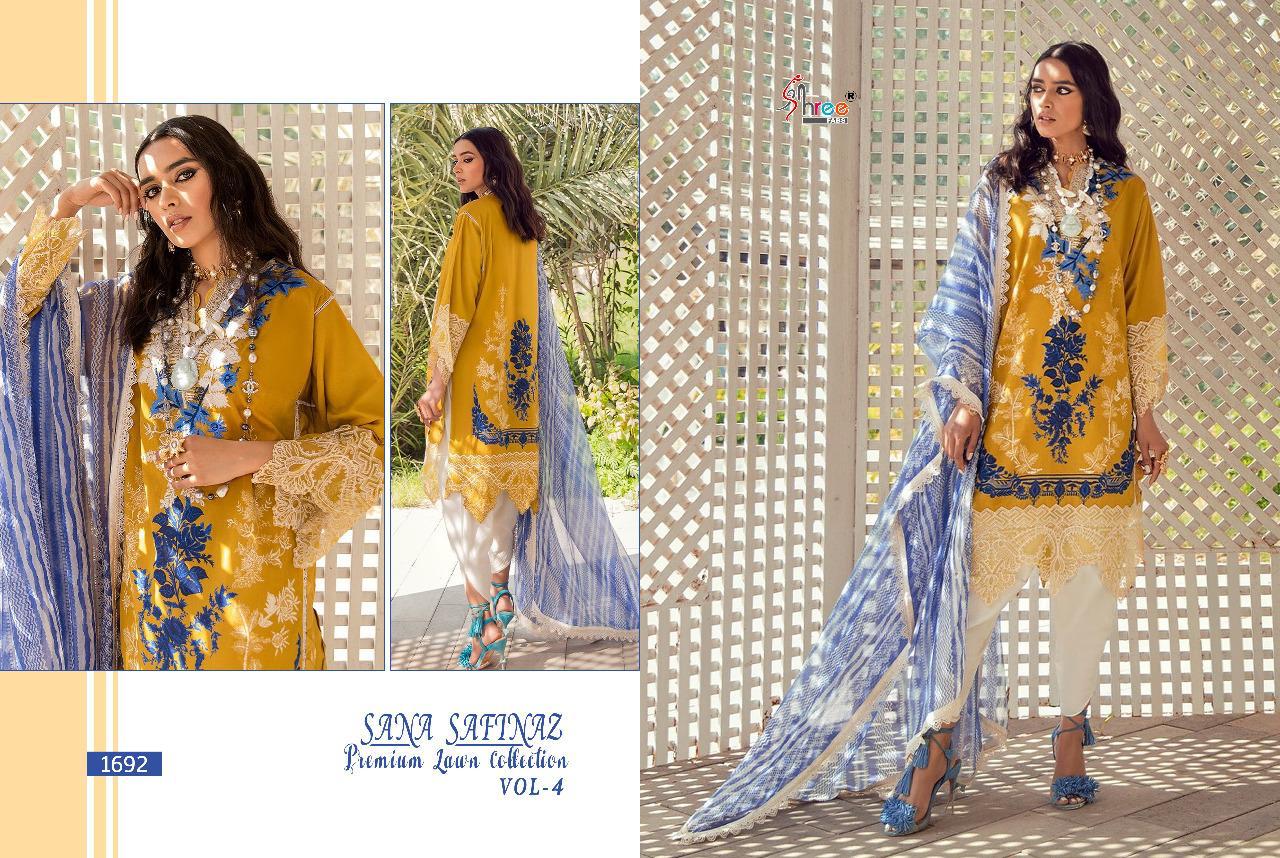 shree fab sana safinaz premium lawn collection vol 4 cotton salwar suit with siffon dupatta catalog