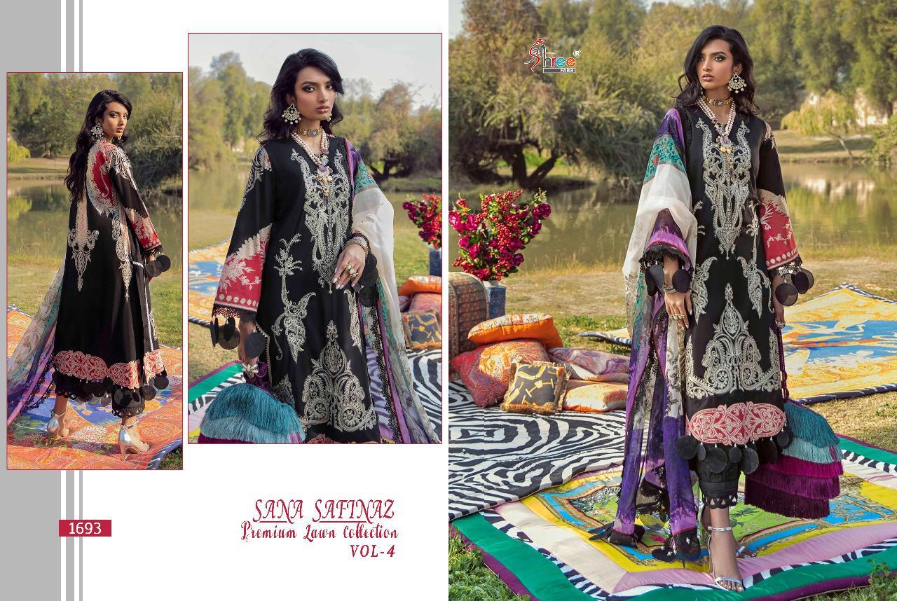 shree fab sana safinaz premium lawn collection vol 4 cotton salwar suit with siffon dupatta catalog