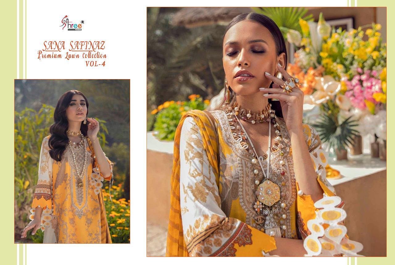 shree fab sana safinaz premium lawn collection vol 4 cotton salwar suit with siffon dupatta catalog