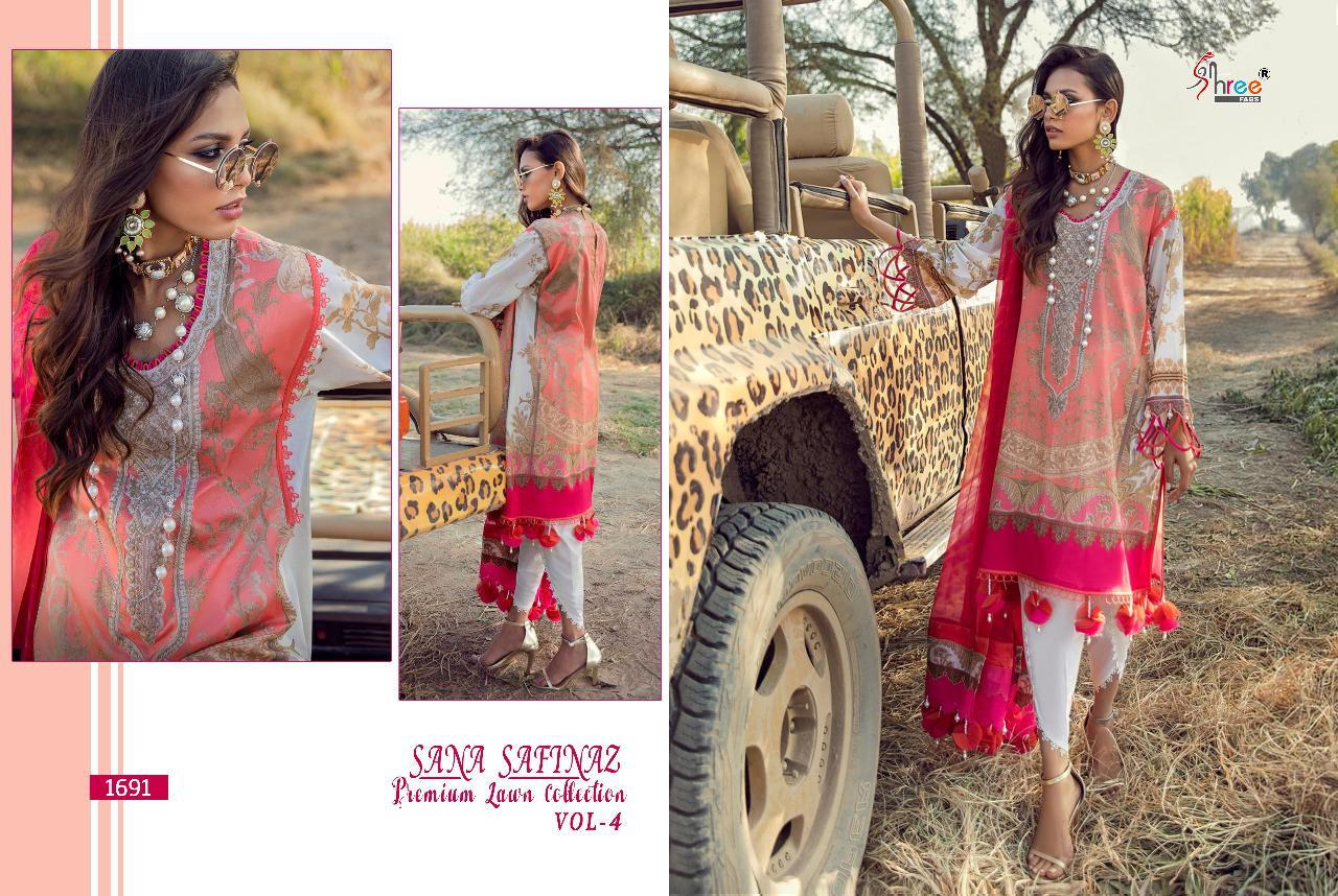 shree fab sana safinaz premium lawn collection vol 4 cotton salwar suit with siffon dupatta catalog