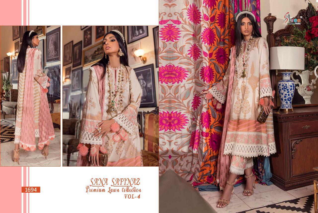 shree fab sana safinaz premium lawn collection vol 4 cotton salwar suit with siffon dupatta catalog