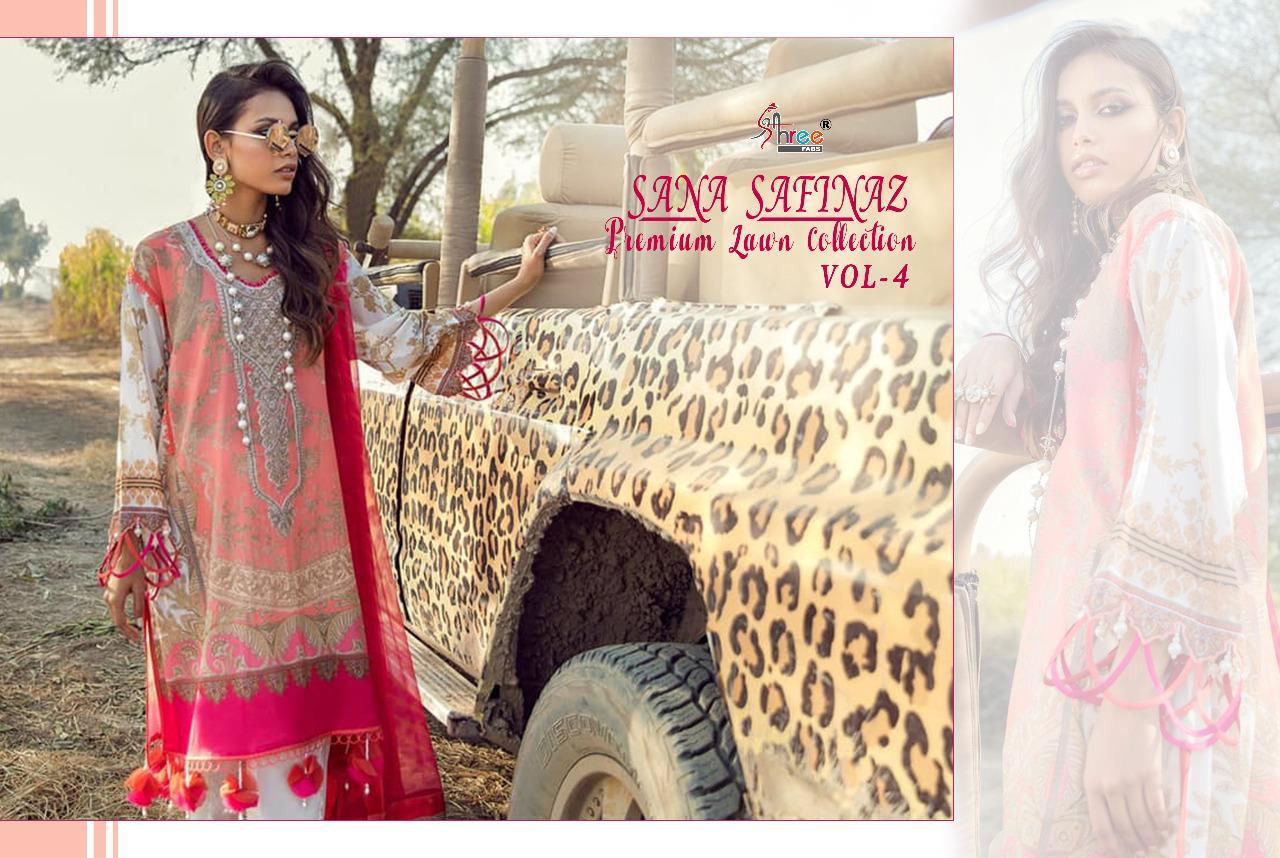 shree fab sana safinaz premium lawn collection vol 4 cotton salwar suit with siffon dupatta catalog