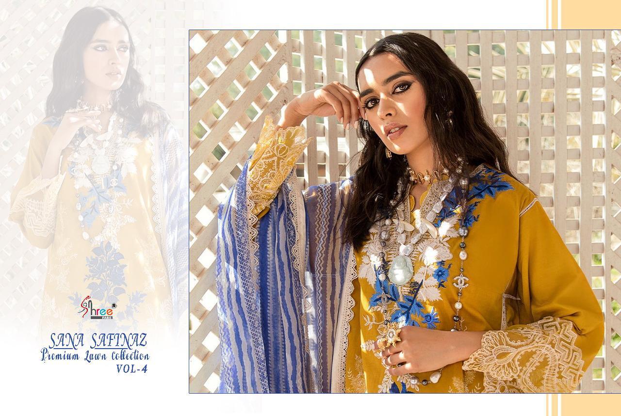 shree fab sana safinaz premium lawn collection vol 4 cotton salwar suit with siffon dupatta catalog