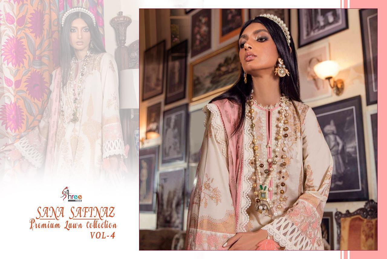 shree fab sana safinaz premium lawn collection vol 4 cotton salwar suit with siffon dupatta catalog