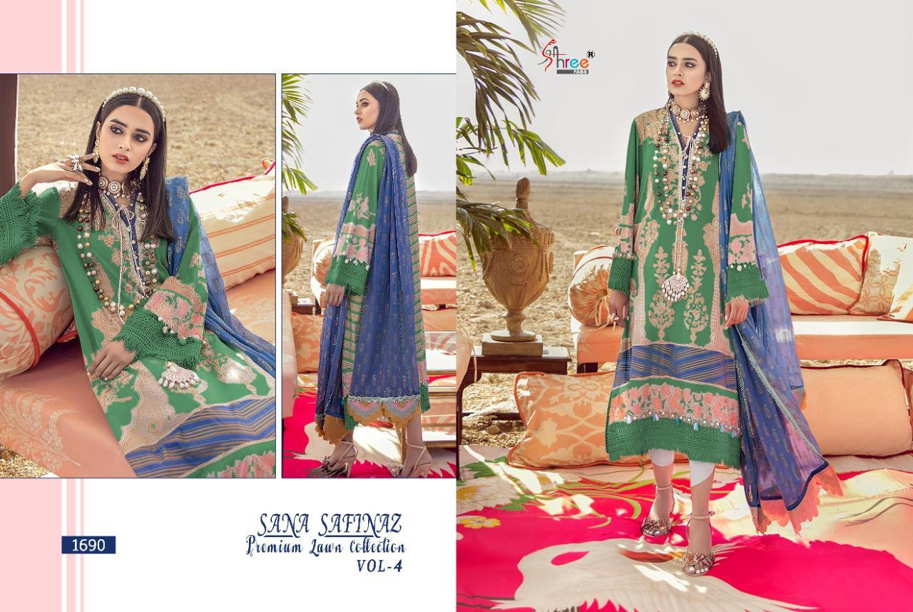 shree fab sana safinaz premium lawn collection vol 4 cotton salwar suit with siffon dupatta catalog