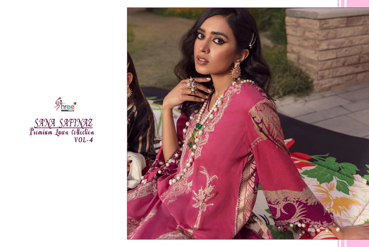 shree fab sana safinaz premium lawn collection vol 4 cotton salwar suit with siffon dupatta catalog