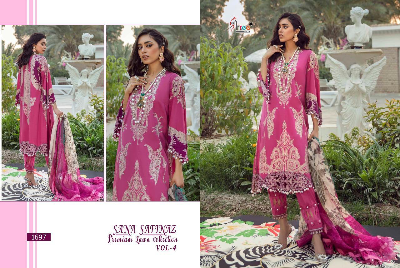 shree fab sana safinaz premium lawn collection vol 4 cotton salwar suit with siffon dupatta catalog