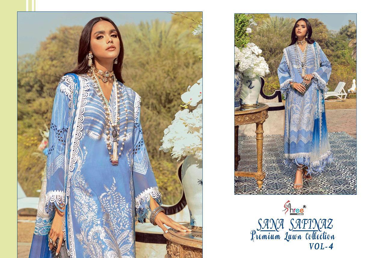 shree fab sana safinaz premium lawn collection vol 4 cotton salwar suit with siffon dupatta catalog