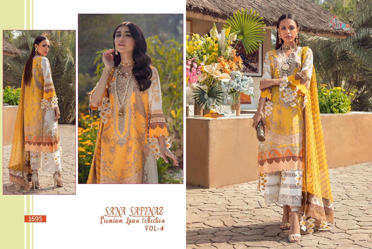 shree fab sana safinaz premium lawn collection vol 4 cotton salwar suit with siffon dupatta catalog