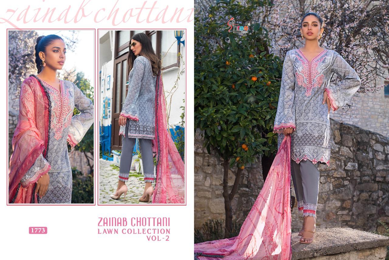 shree fab zainab chottani lawn collection vol 2 lawan cotton gorgeous look salwar suit with cotton dupatta catalog